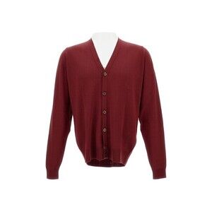 John Smedley V-Neck Bordeaux Cardigan In Extra-Fine Merino Wool - NWT